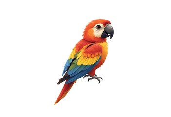 Fototapeta premium Colorful cartoon parrot perched against a soft pastel background