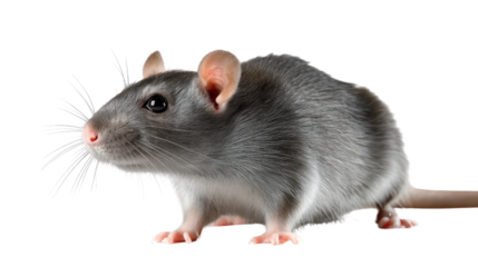 Elegant Rat's Gaze: A portrait of a captivating gray rat, its piercing eyes and delicate whiskers capturing a moment of curious observation.