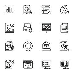 Digital data icons showing various statistics