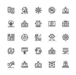 Icons arrayed neatly with black lines