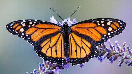 Fototapeta premium Monarch Butterfly on Lavender Stunning Wings Nature Beauty