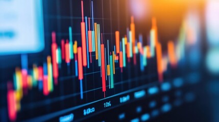 Financial Market Graph with Colorful Candlestick Patterns