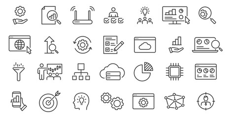 Business analytic icons representing growth