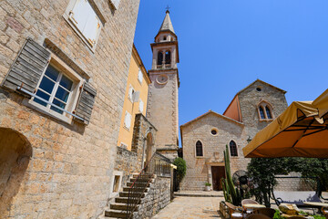 Fototapeta premium Church of Saint John the Baptist in the Old Town of Budva on the coast of the Adriatic Sea in Montenegro