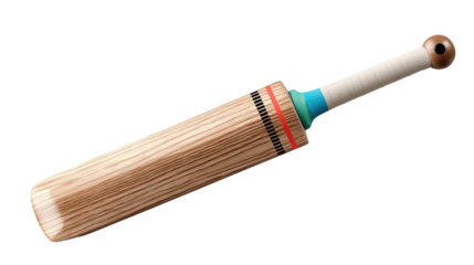 Cricket Bat: A meticulously crafted wooden cricket bat, displayed with precision to highlight the details and quality of the sporting equipment.