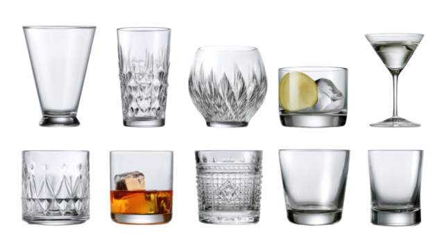 Crystal Glassware Collection: a sophisticated assortment of elegant crystal glassware. Showcasing an array of glasses.