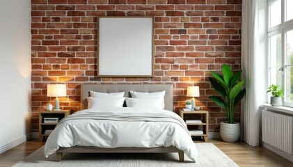 Whitewashed brick bedroom accent wall, rustic charm, whitewash, stone