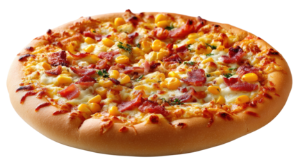 Delectable Pizza: An inviting, overhead shot of a freshly baked pizza, generously topped with a medley of savory ingredients, a culinary masterpiece.