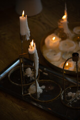 Burned Down Candles in Vintage Holders — Moody Romantic Atmosphere