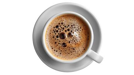 Morning Brew: A steaming cup of coffee, viewed from above, evokes a sense of warmth and rejuvenation, ready to kick start your day.