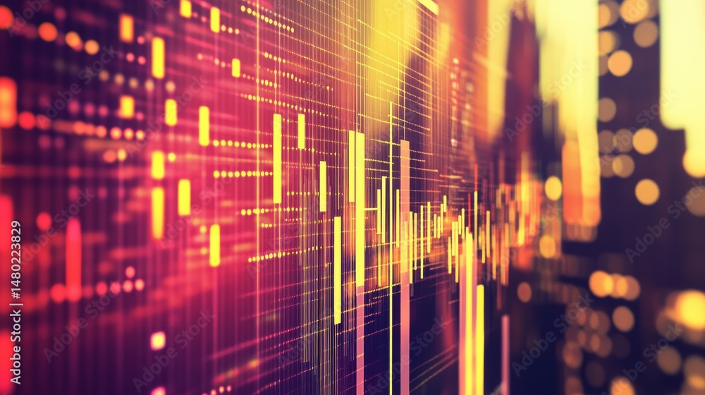 Poster abstract digital data visualization with colorful light effects