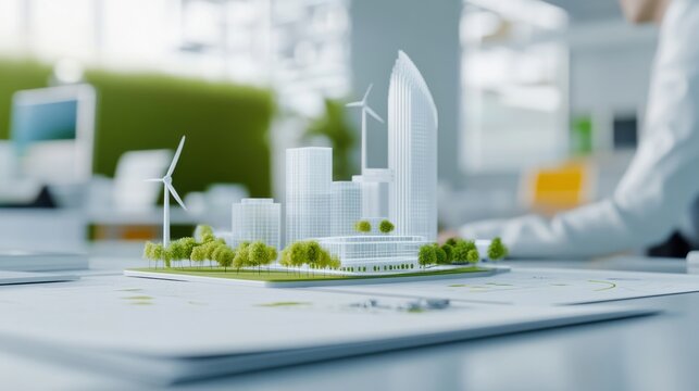 Modern Architectura l Model of Sustainable City with Wind Turbines