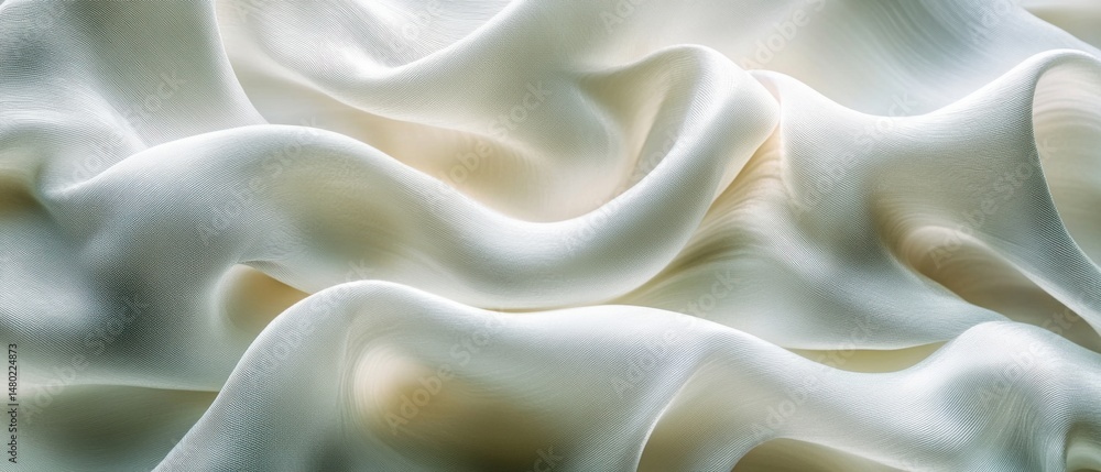 Poster abstract silk fabric background flowing ivory waves soft texture close up macro shot elegant design