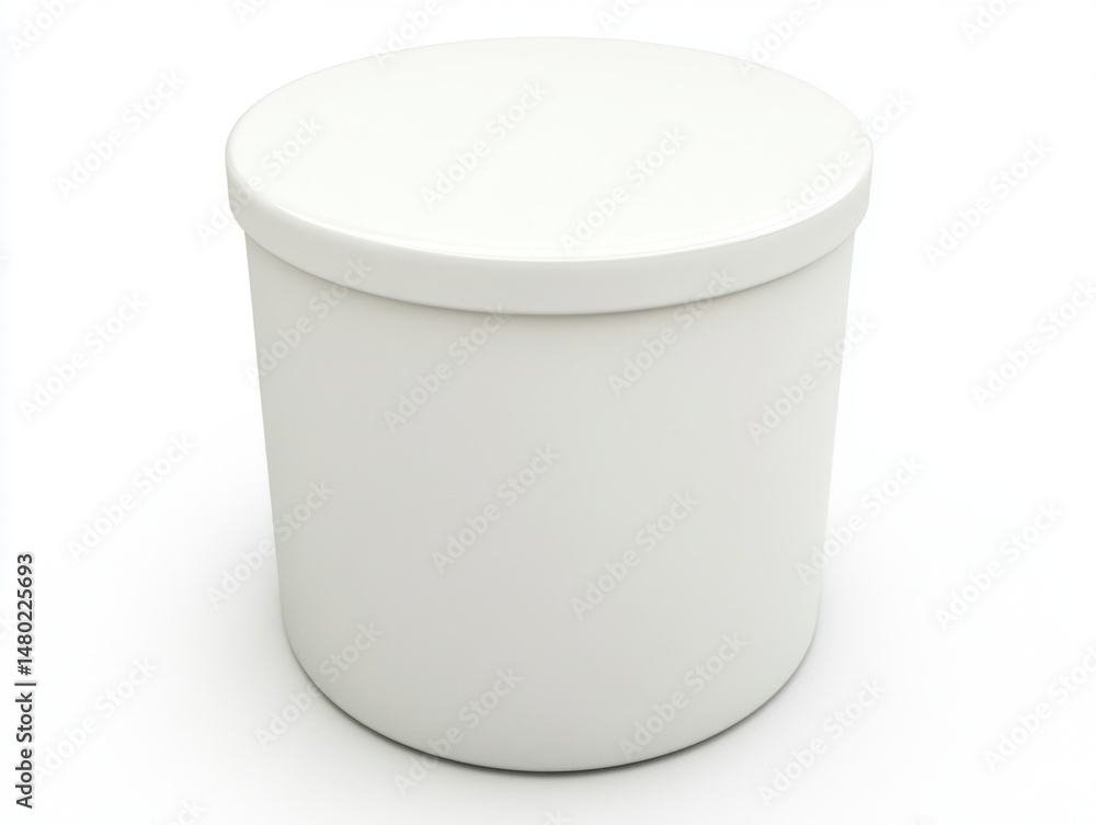 Poster white container on white background studio shot simple clean design product mockup blank round box m