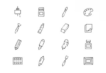 Art supplies thin line vector...