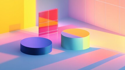 Modern Abstract Geometry with Colorful Shapes and Soft Shadows