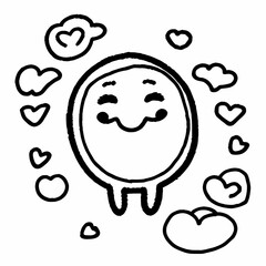 Cute hand drawn smiling icons in minimalist style for kids and stickers on white background