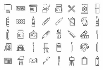 Painting school icons set out...