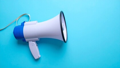 megaphone on blue background