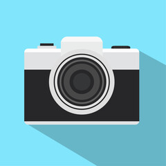 Mirrorless or DLSR digital camera with lens, Camera poster design element