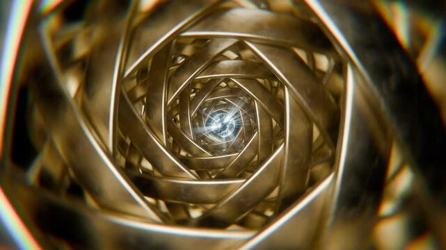 3D render of diamond inside spinning metal tunnel