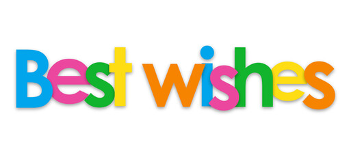 BEST WISHES colorful typography banner on transparent background