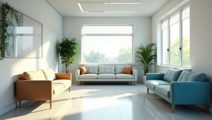 Fototapeta premium A clean, modern doctor's office waiting area with comfortable seating , furniture, interior