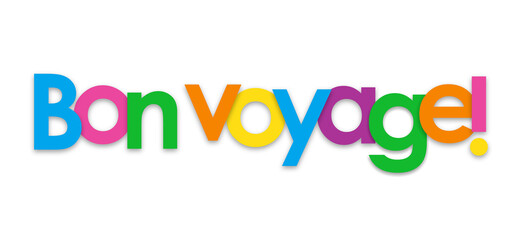 BON VOYAGE! colorful typography banner on transparent background