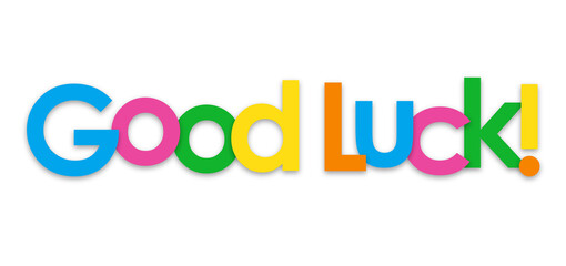 GOOD LUCK! colorful typography banner on transparent background