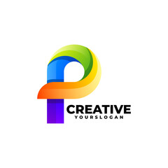 creative letter p  gradient logo design