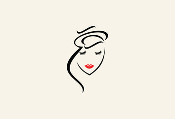 woman face icon for salon or beauty treatment logo design element