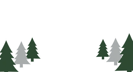 Obraz premium Minimalist christmas trees forming a border on white background