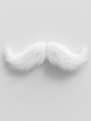 Obraz premium White mustache on white background studio shot close up minimal aesthetic for design element or party supply concept