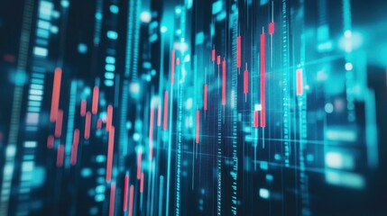 Abstract Digital Financial Data Visualization Concept with Graphs