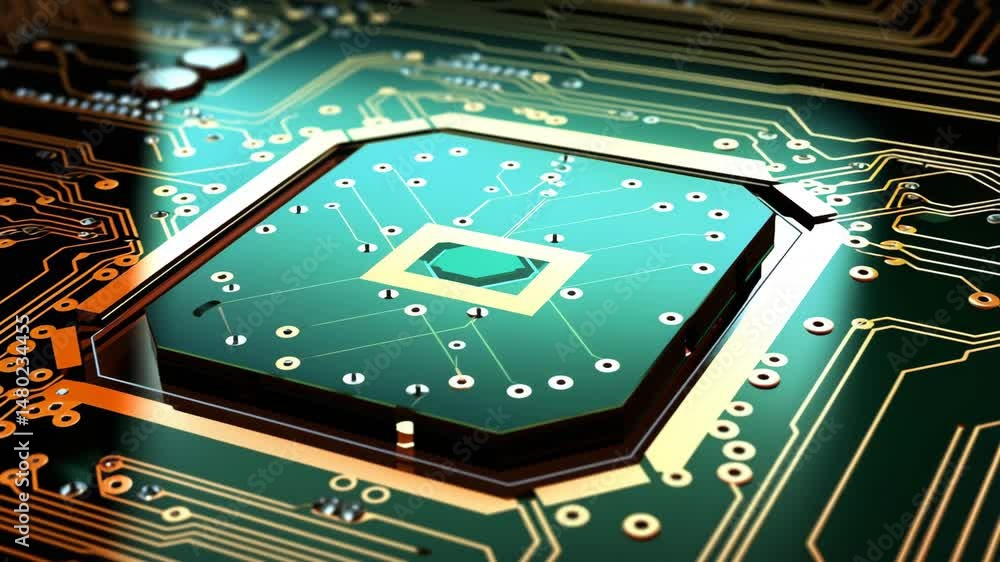 Poster microchip cpu circuit board close up technology