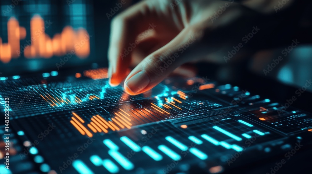 Poster digital analysis of stock market trends with data visualization