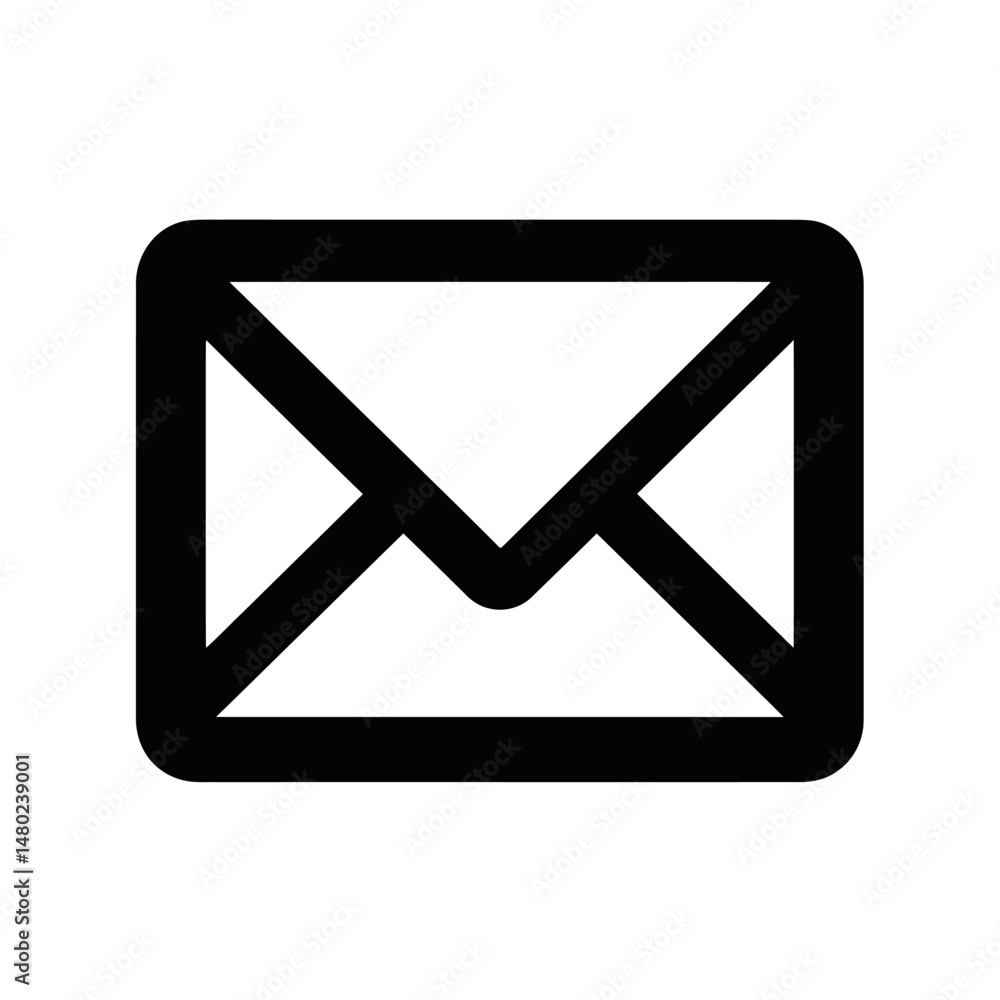 Poster minimalist black envelope mail icon symbol for email message communication flat concept vector illus