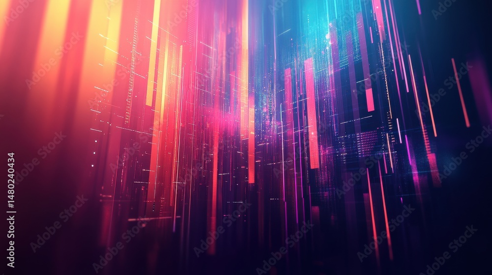 Poster abstract colorful light streaks in cosmic background for tech use