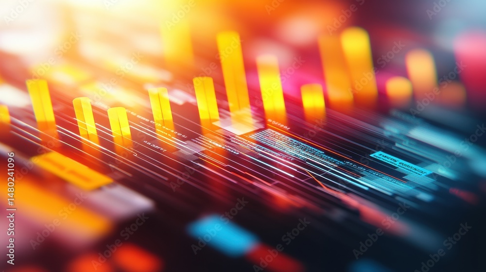 Poster abstract data visualization with vibrant colors and dynamic lines