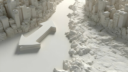 upward trends appearing over city panorama with sunset gradient