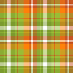 Seamless pattern with pleasant green and orange colors for plaid, fabric, textile, clothes, tablecloth and other things. Vector image.