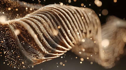waves flowing horizontally with bokeh light particles