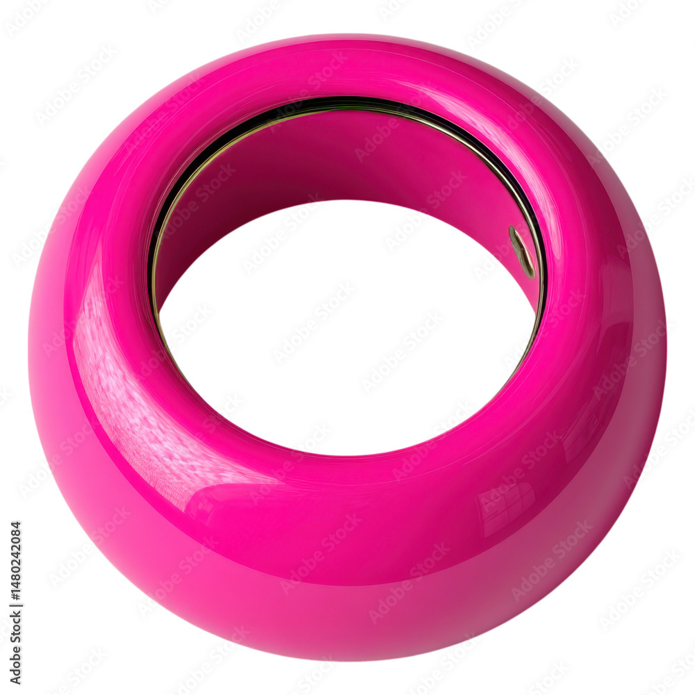 Aufkleber bright pink glossy geometric object with a circular opening and smooth surface texture