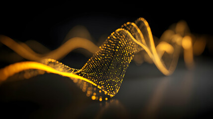 waves flowing horizontally with bokeh light particles