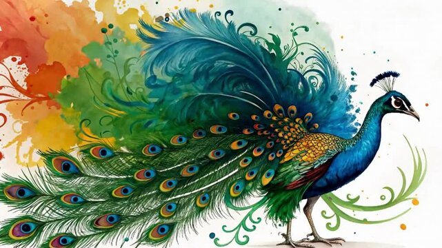 peacock with feathers