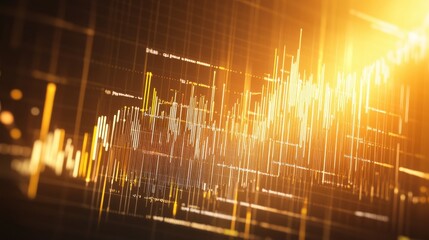 Abstract Digital Waveform Visualization with Golden Light Effect
