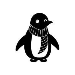 toy penguin with scarf on white background  
