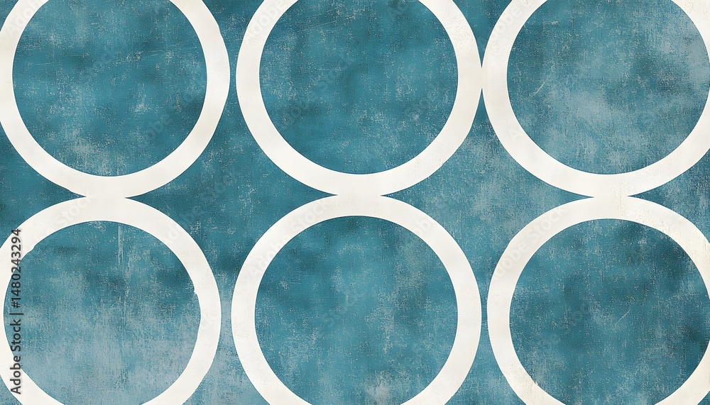 Poster geometric pattern of teal circles with distressed texture.