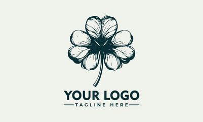 Delicate Line Art Illustration of a Five-Petal Flower with Simple Stem and Leaf. Floral Design Concept