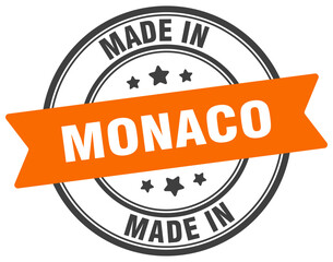 Made in Monaco round sign. Made in Monaco stamp.